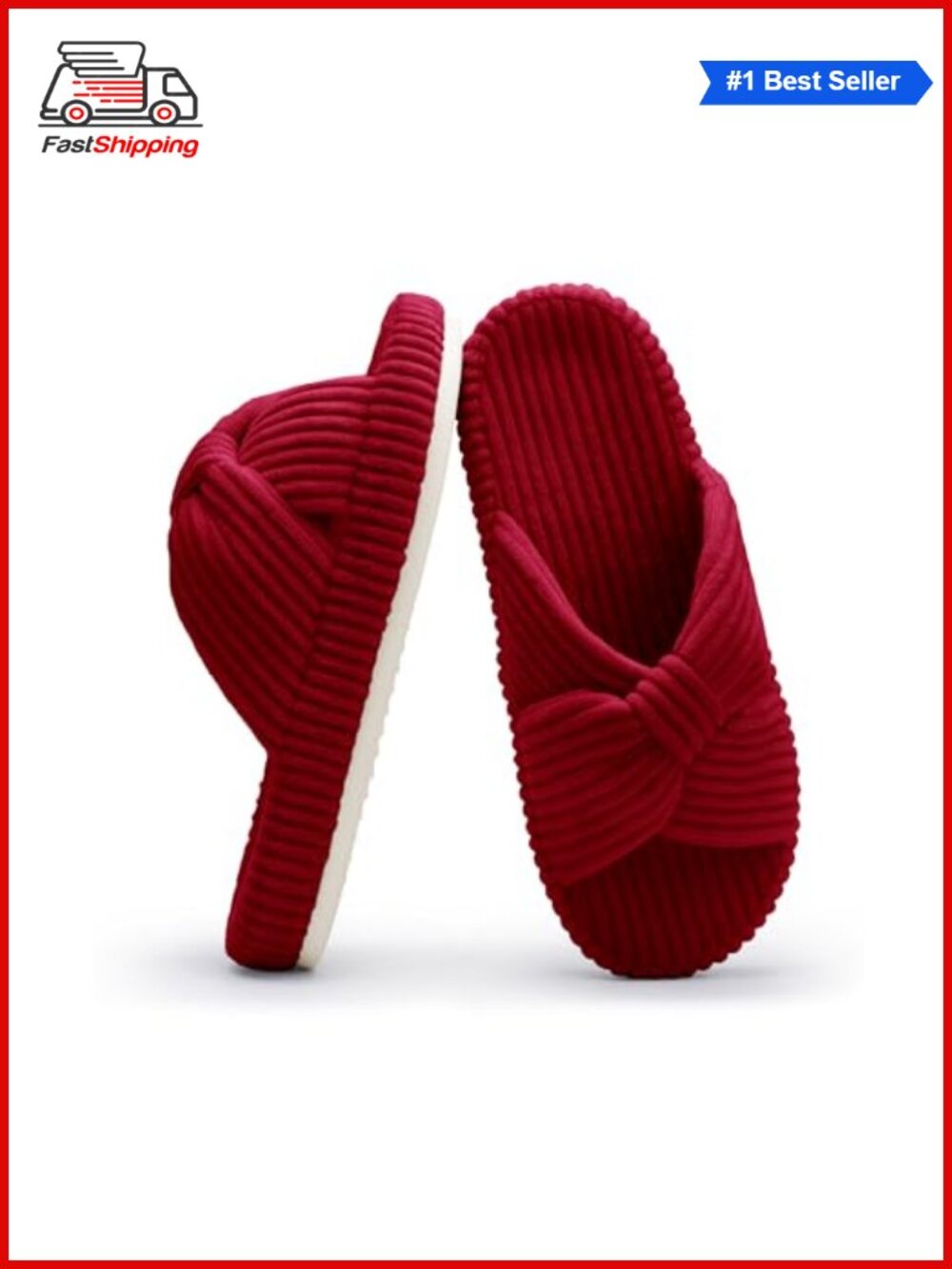 ✨ Chantomoo Women's Memory Foam Slippers Corduroy Bow Crossbands Comfy House